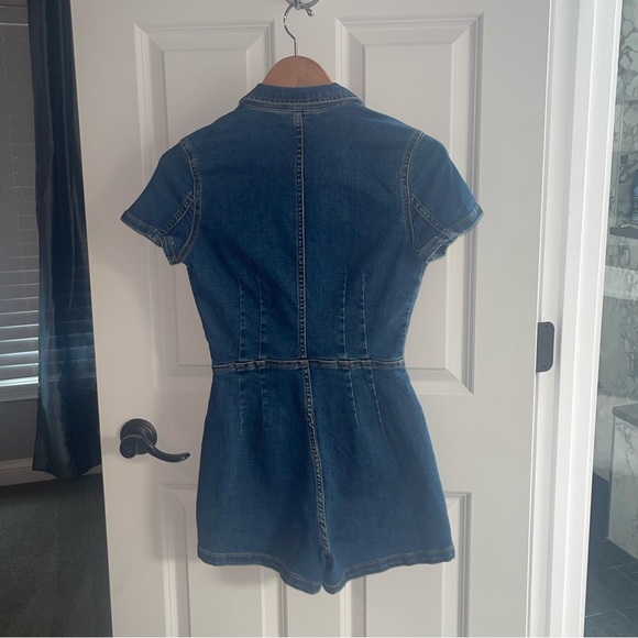 NEW Free People CRVY Lennox Shortsuit Stretch Denim Jumpsuit Playsuit Shorts 2 - Picture 8 of 10
